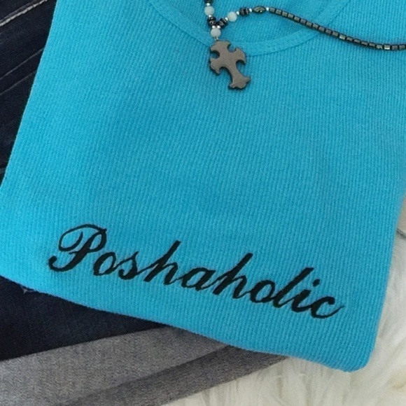 POSHAHOLIC Embroidered Tank Top/Turq. Price firm. - Picture 3 of 3